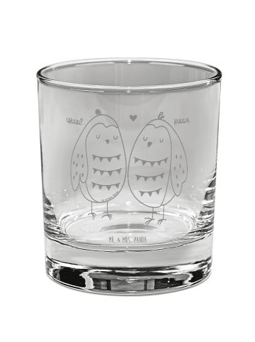 Mr. & Mrs. Panda Whiskey Glas Eulen Liebe ohne Spruch in Transparent