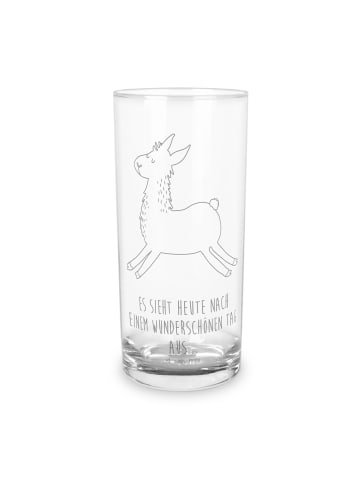 Mr. & Mrs. Panda Trinkglas Lama Springen mit Spruch in Transparent