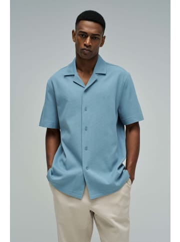 Salsa Jeans Kurzarmhemd Textured Waffle in Medium Blue V1