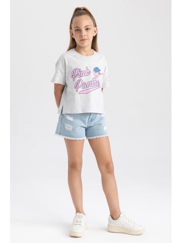 DeFacto T-Shirt CROPPED FIT Pink Panther in Grau Melange