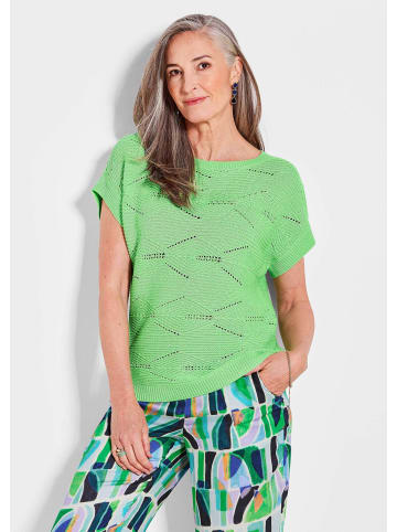 GOLDNER Kurzgröße:  Kurzarm Baumwoll-Strickshirt in hellgrün