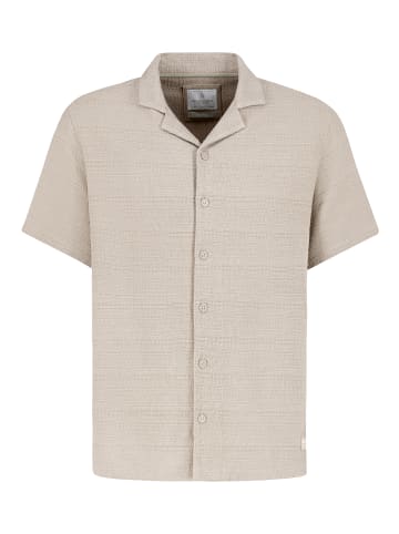 Eight2Nine Kurzarmhemd Knopfleiste Reverskragen Unifarben in Beige-2