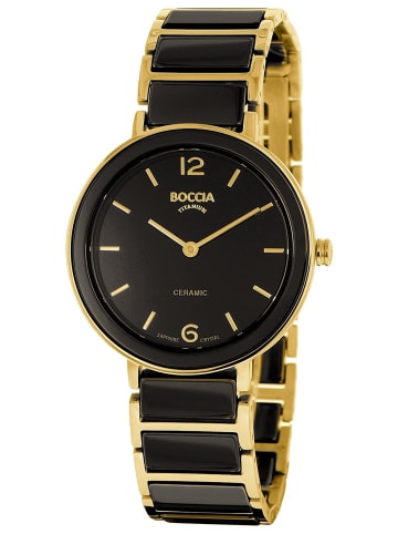 Boccia Damenuhr Titan Schwarz/Goldfarben