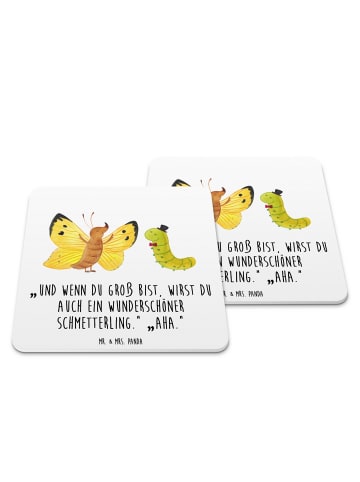 Mr. & Mrs. Panda Untersetzer Set Raupe Schmetterling mit Spruch in Weiß