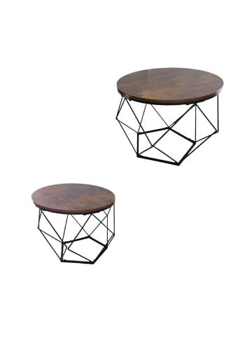 relaxdays 2-tlg. Couchtisch-Set in Braun/ Schwarz