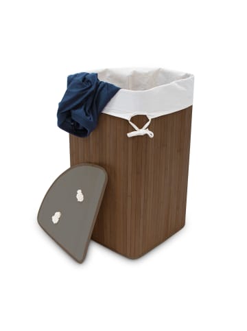relaxdays 3 x Eckwäschekorb in Braun - (B)49,5 x (H)65 x (T)37 cm