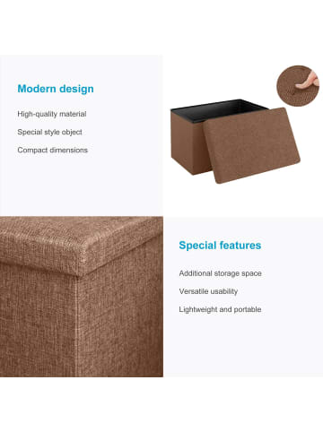 Intirilife Faltbare Sitzbank 49x30x30 cm in BERNSTEBRAUN