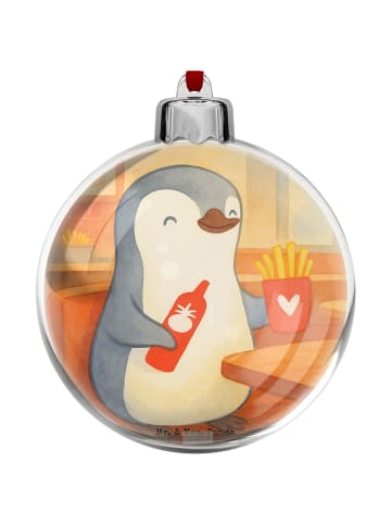 Mr. & Mrs. Panda Weihnachtskugel Pinguin Pommes Design ohne Spruch in Weiß