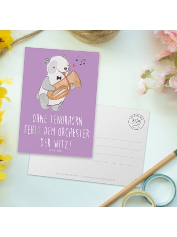 Mr. & Mrs. Panda Postkarte Tenorhorn Witz mit Spruch in Lavendeltraum