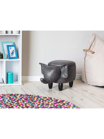 Beliani Tierhocker ELEPHANT in Grau/Braun - (W) 70 x (H) 35 x (L) 32 cm