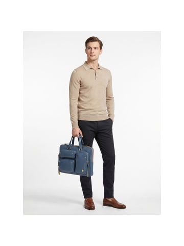 DuDu Pocket Aktentasche Leder 36 cm Laptopfach in denim blue