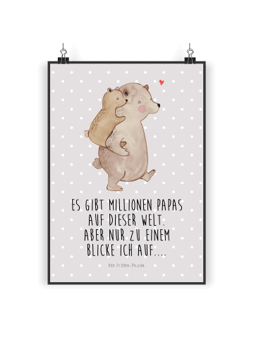 Mr. & Mrs. Panda Poster Papa Bär mit Spruch in Grau Pastell