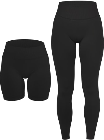 Circle Five Scrunch Shape Set (Push-Up Shorts und Push-Up Leggings) in Schwarz