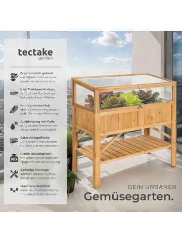 tectake Pflanzenkasten mit Ablage und Frühbeet-Aufsatz 119x57x124cm