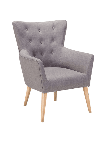 Beliani Sessel ANGEN in Grau/Heller Holzfarbton - (W) 73 x (H) 100 x (L) 75 cm
