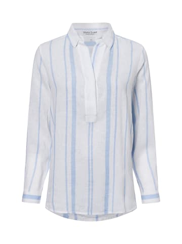 Marie Lund Tunikabluse mit Leinen-Anteil in weiß hellblau - 0008