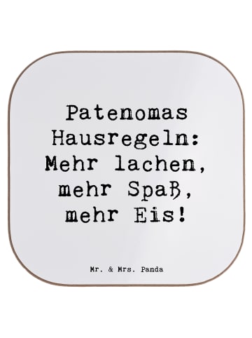 Mr. & Mrs. Panda Untersetzer Patenoma Hausregeln mit Spruch in Weiß