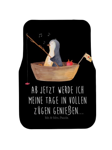 Mr. & Mrs. Panda Fußmatte Auto Pinguin Angelboot mit Spruch in Schwarz