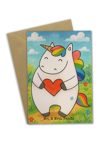 Mr. & Mrs. Panda Beileidskarte Einhorn Herz Design ohne Spruch in Weiß