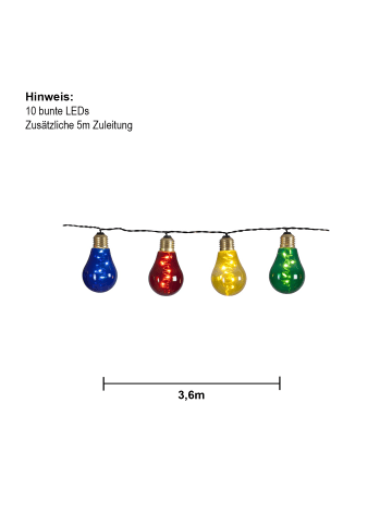 STAR Trading LED Glühbirnen Lichterkette Glow, outdoor, Netzbetrieb, bunt, 3,6m
