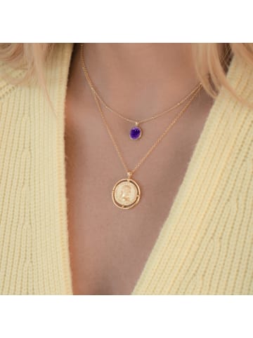 Glanzstücke München Halskette aus Sterling Silber mit Amethyst in gelbgold