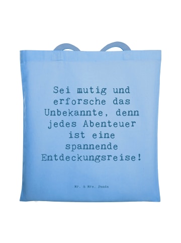 Mr. & Mrs. Panda Canvas Tasche Spruch Unbekannte Orte erkunden m... in Sky Blue