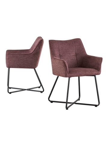 B&D Home 2er-Set: Esszimmerstuhl BREIGHT in Merlot - (B)56 x (H)83 x (T)59 cm