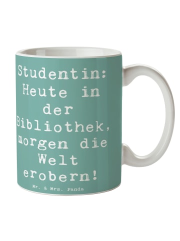 Mr. & Mrs. Panda Keramiktasse Spruch Studentin Traumwelt mit Spruch in Meeresbrise