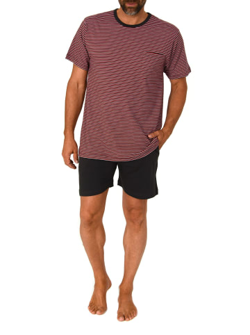 NORMANN Kurzarm Schlafanzug Pyjama Shorty Streifen in rot