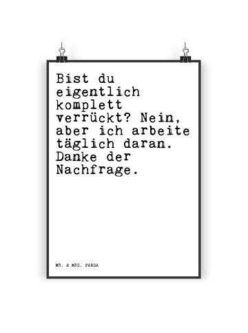 Mr. & Mrs. Panda Poster Bist du eigentlich komplett... mit Spruch in Weiß
