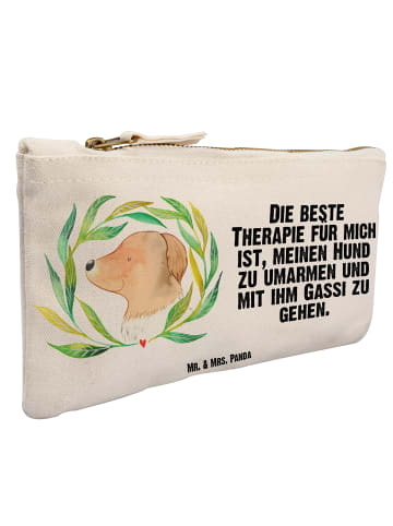 Mr. & Mrs. Panda Federtasche Hund Blumen mit Spruch in Weiß