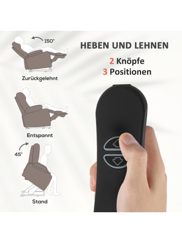 HOMCOM Fernsehsessel mit Aufstehhilfe-93L x 104B x 100H cm-Braun