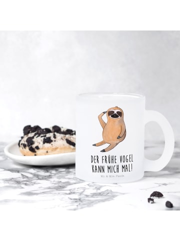 Mr. & Mrs. Panda Glasbecher Faultier Vogel mit Spruch in Transparent