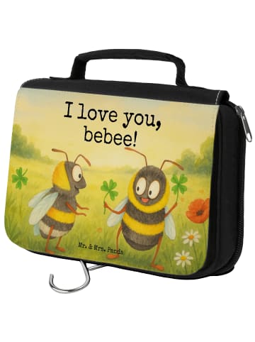 Mr. & Mrs. Panda Wash Bag Bienen Paar Design mit Spruch in Weiß