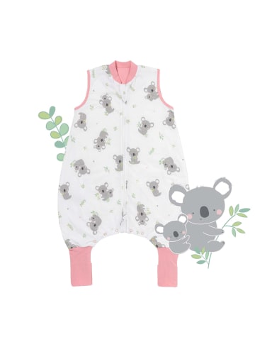 Schlummersack Schlafsack mit Füßen und umklappbaren Bündchen, 1.0 TOG in Rosa-Weiß