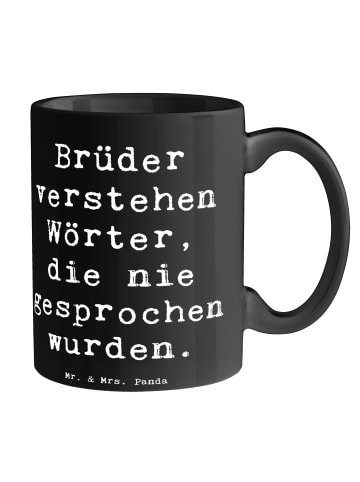 Mr. & Mrs. Panda Tasse Bruderverständnis mit Spruch in Schwarz