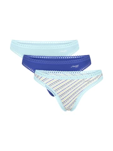 Sloggi String 3er Pack in Blau/Weiß
