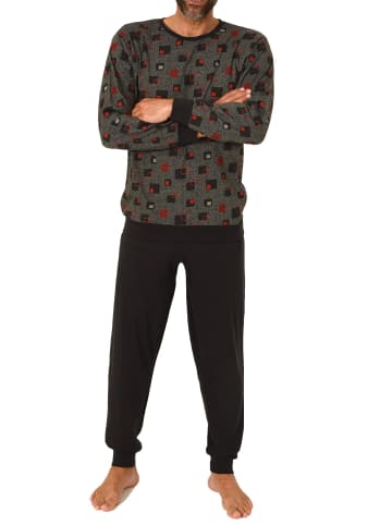NORMANN Schlafanzug langarm Bündchen - 88799 in rot
