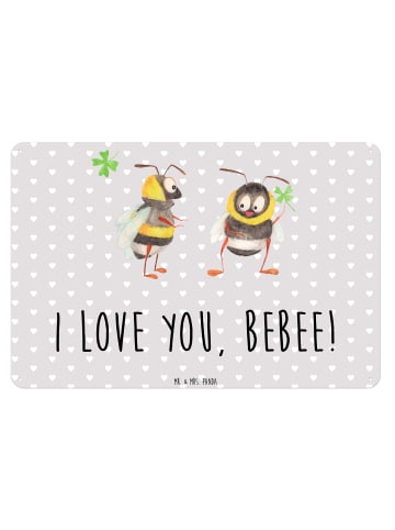 Mr. & Mrs. Panda Blechschild Bienen Paar mit Spruch in Grau Pastell