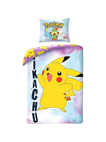 Pokémon Pokémon Bettwäsche Set aus Baumwolle Bettdeckenbezug 140 × 200 cm in Blau