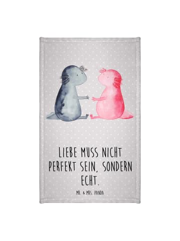 Mr. & Mrs. Panda Gästehandtuch Axolotl Liebe mit Spruch in Grau Pastell