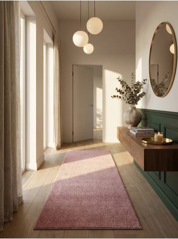 KADIMA DESIGN Teppich Kurzflor Waschbar Einfarbig MAIN Strapazierfähig OEKO-TEX in Rosa
