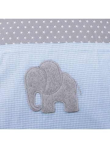 Erwin Müller Linon Baby-Wendebettwäsche in blau-weiß