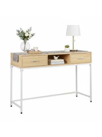 relaxdays Konsolentisch in Weiß/ Natur - (B)120 x (H)80 x (T)40 cm