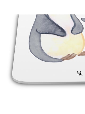 Mr. & Mrs. Panda Tischuntersetzer Pinguine trösten ohne Spruch in Weiß