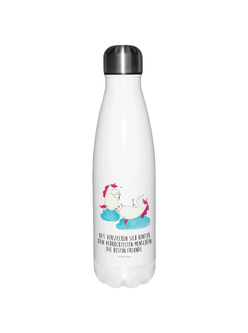 Mr. & Mrs. Panda Thermosflasche Einhorn Sekt mit Spruch in Weiß