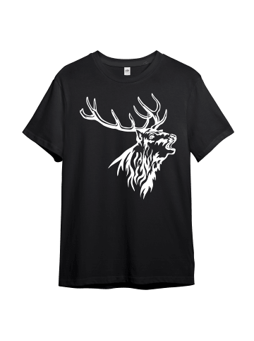 PAULGOS Herren T-Shirt, Hirschkopf in Schwarz