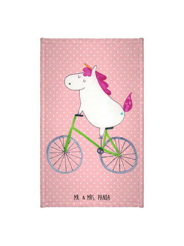 Mr. & Mrs. Panda Handtuch Gäste-WC Einhorn Radfahrer ohne Spruch in Rot Pastell