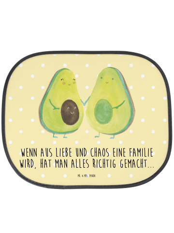 Mr. & Mrs. Panda Sonnenblende Auto Avocado Pärchen mit Spruch in Gelb Pastell