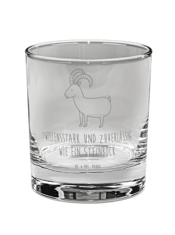 Mr. & Mrs. Panda Blümchentailglas Sternzeichen Steinbock mit Spruch in Transparent